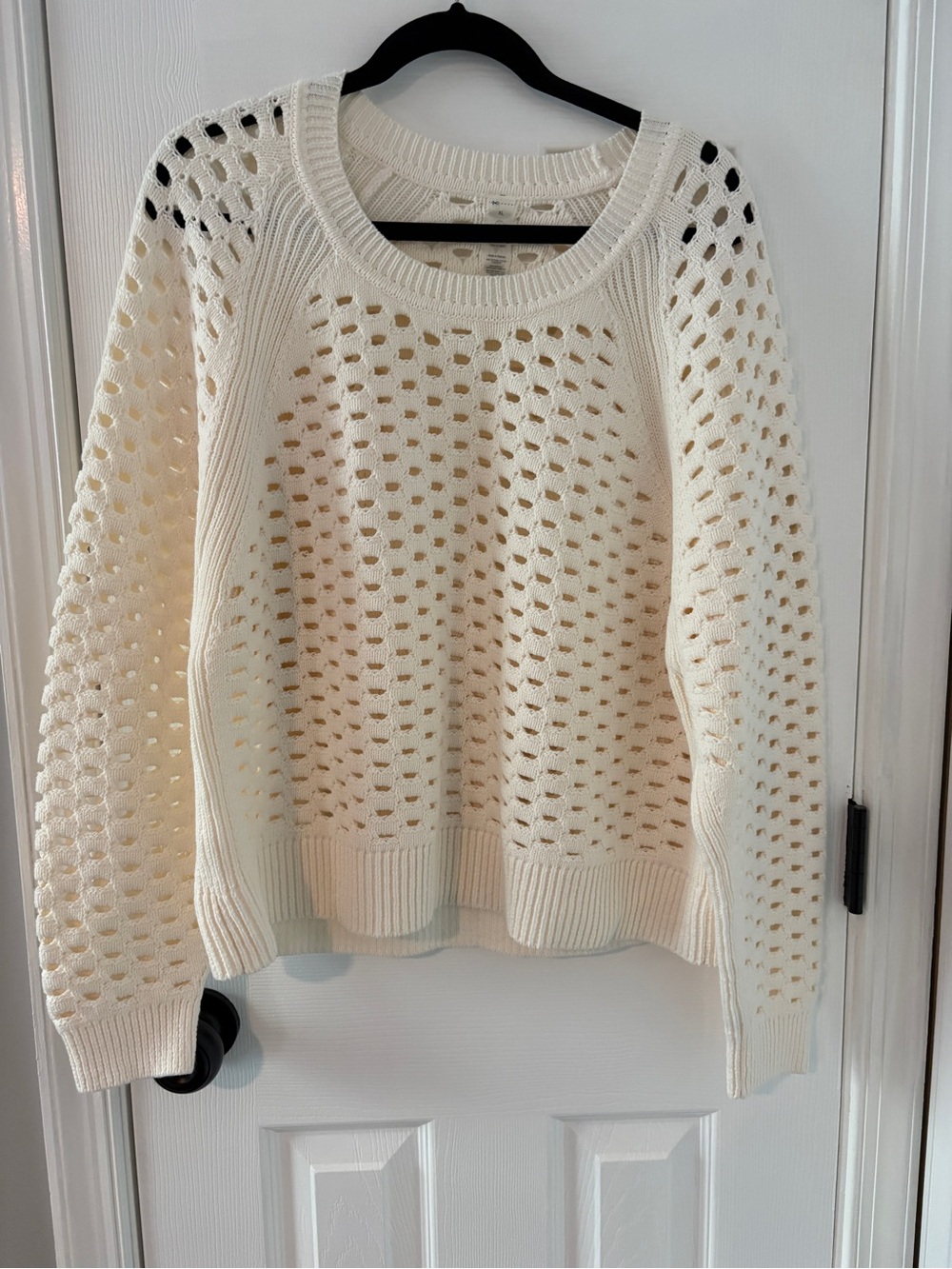 LOFT Lou & Grey Open-Knit Cream Scoop-Neck Sweater